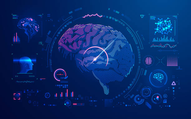 concept of medical brain scan or brain signal, graphic of brain analysis interface with futuristic element